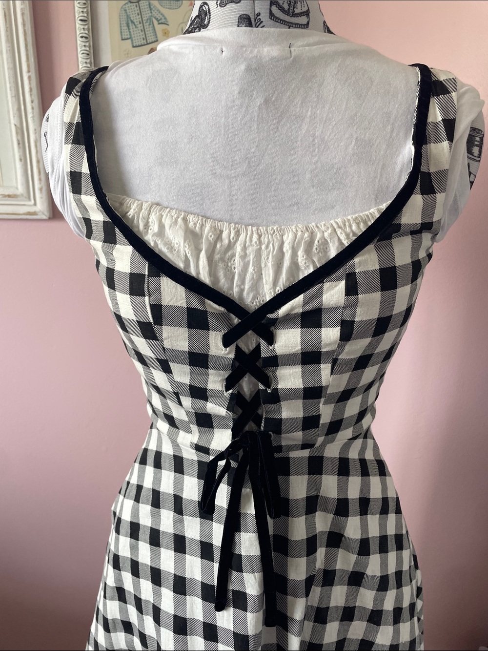 Collectif Black & White Gingham Milkmaid Dress